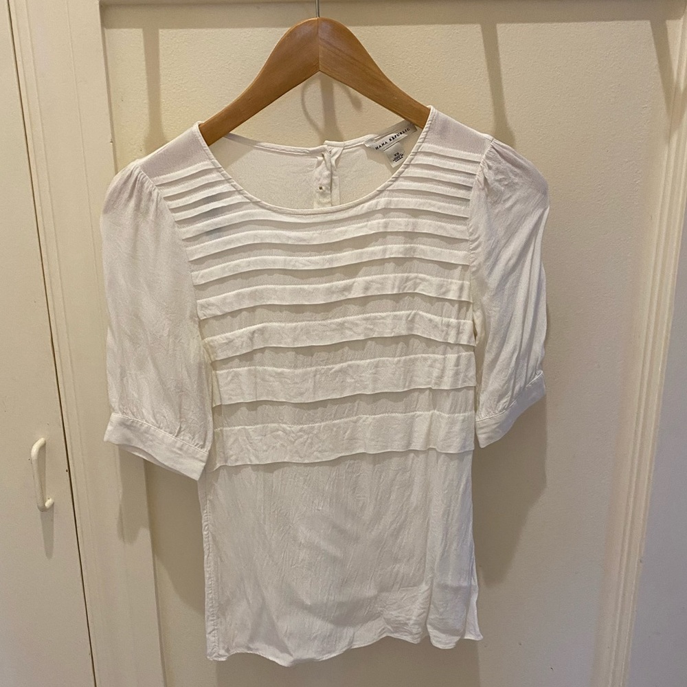 Banana Republic White Silky Work Blouse